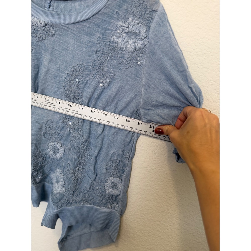 Scandal made in Italy Lagenlook Blouse-Blue-Artsy Semi Sheer Boho Top - Picture 11 of 11